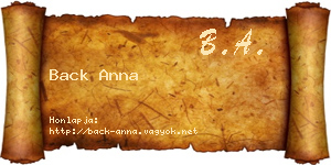 Back Anna névjegykártya