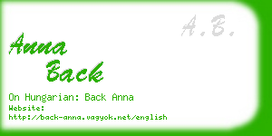 anna back business card